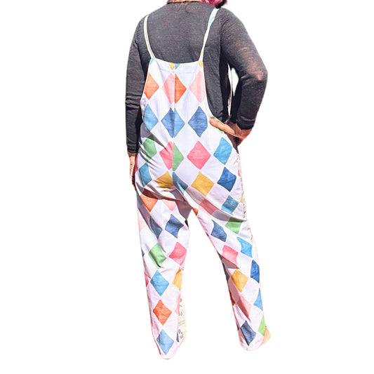 👑 Janetmade Harly Queens Dungarees - Pastel Harlequin & Fun Pockets