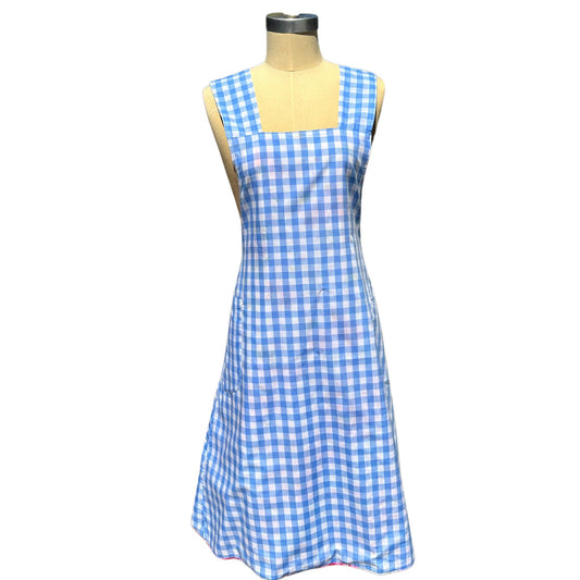 🌸 Bloom Radiance – Handmade Reversible Crossback Apron in Rich Pinks & Gingham