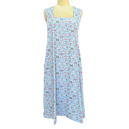 🌸 Lupin Lush – Handmade Reversible Crossback Apron in Cupcake Blue & Floral Bloom