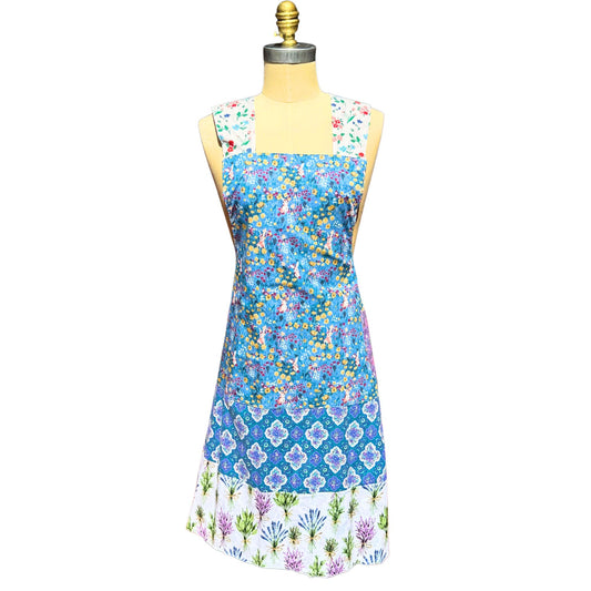 🌼 Babushka Meadow— Handmade Reversible Crossback Apron