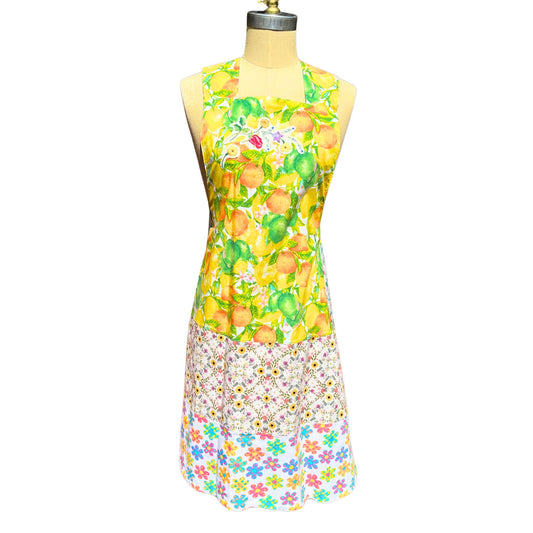 🌞 Citrus Parade — Handmade Reversible Crossback Apron