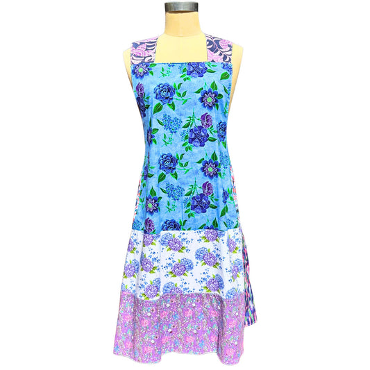🧵 Floral Rhapsody — Handmade Reversible Crossback Apron