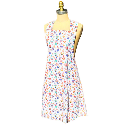 🧺 Gnome Sweet Gnome — Handmade Reversible Crossback Apron