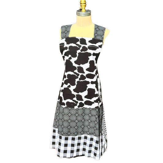 🐮 Holy Cow, Rooster Wow! — Handmade Reversible Crossback Apron