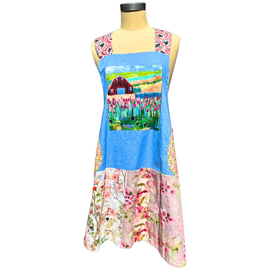 🐾 Meadow Mischief & Farmyard Friends — Handmade Reversible Crossback Apron