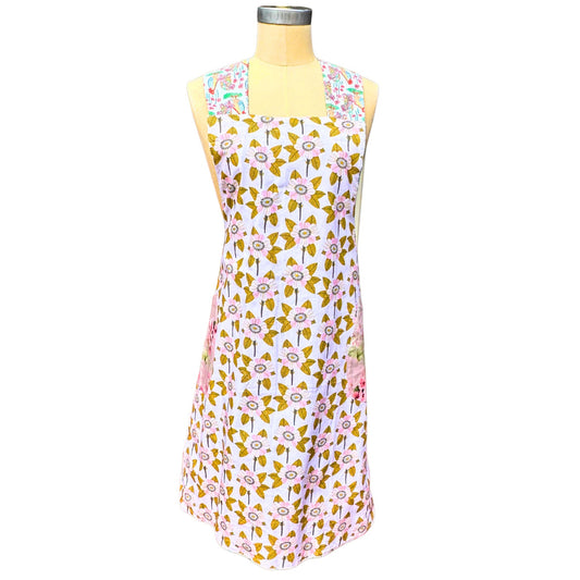 🌀 Once in a Blue Mood — Handmade Reversible Crossback Apron
